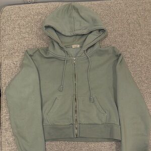 Brandy Melville Green Zip-Up Hoodie